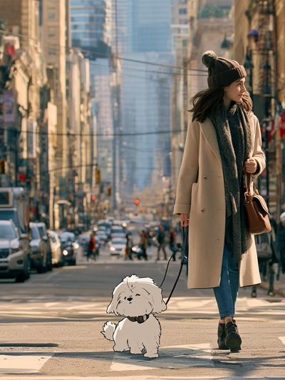 City Walk with Dog Photography Poster.