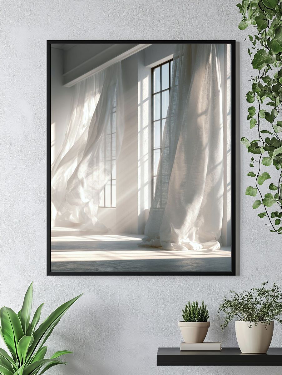 Sunlit Sheer Curtains Photography Poster. — room view 4
