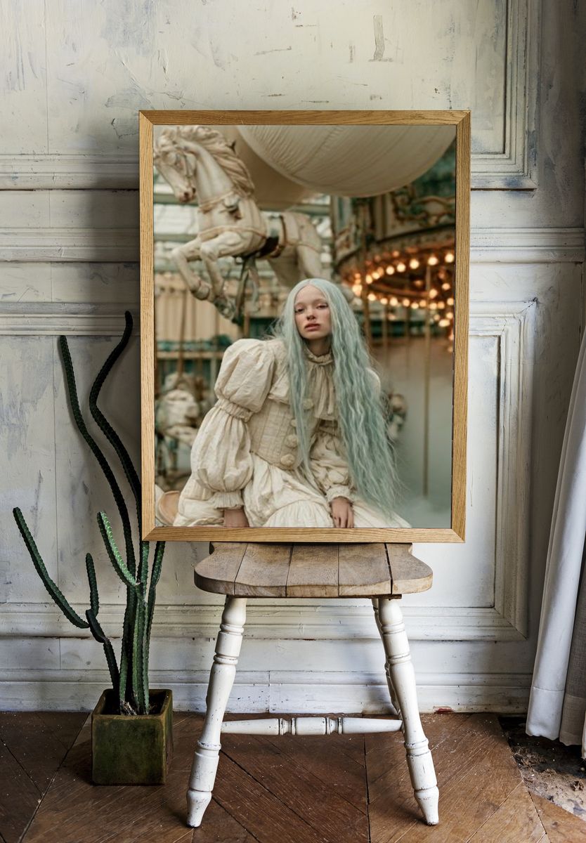 Dreamy Carousel Portrait Print. — room view 1