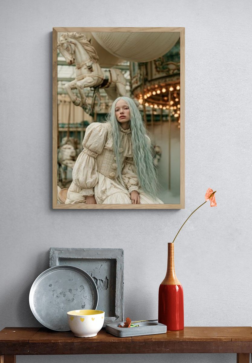 Dreamy Carousel Portrait Print. — room view 3