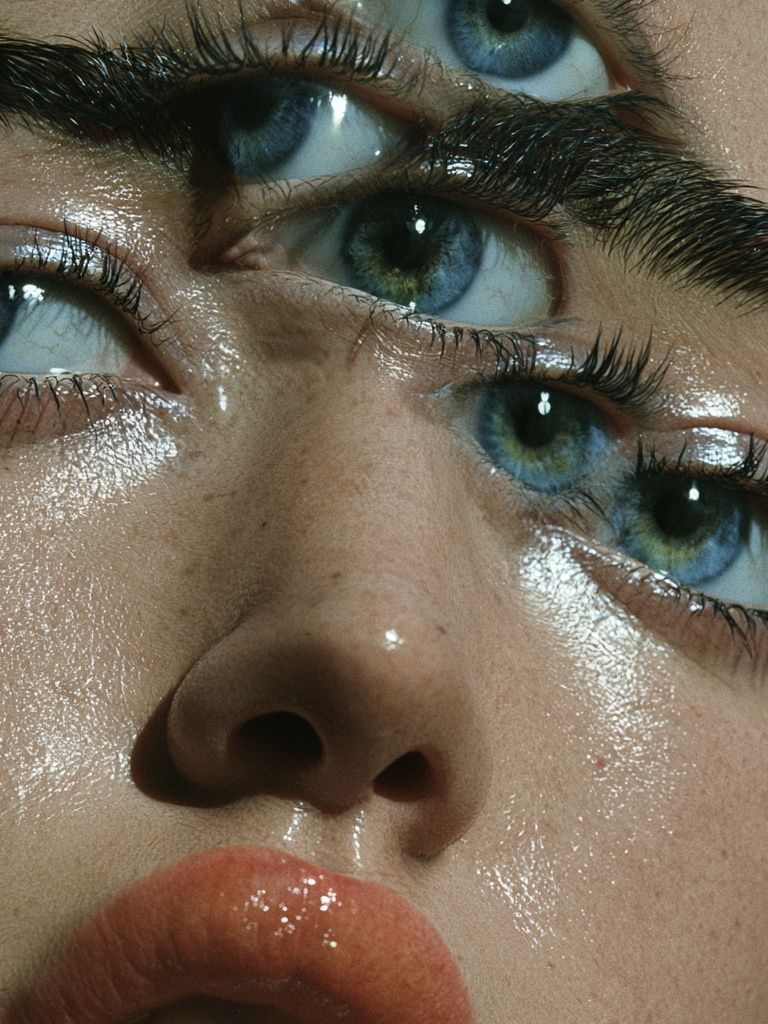 Glossy Blue Eyes Portrait Poster. poster — photography art