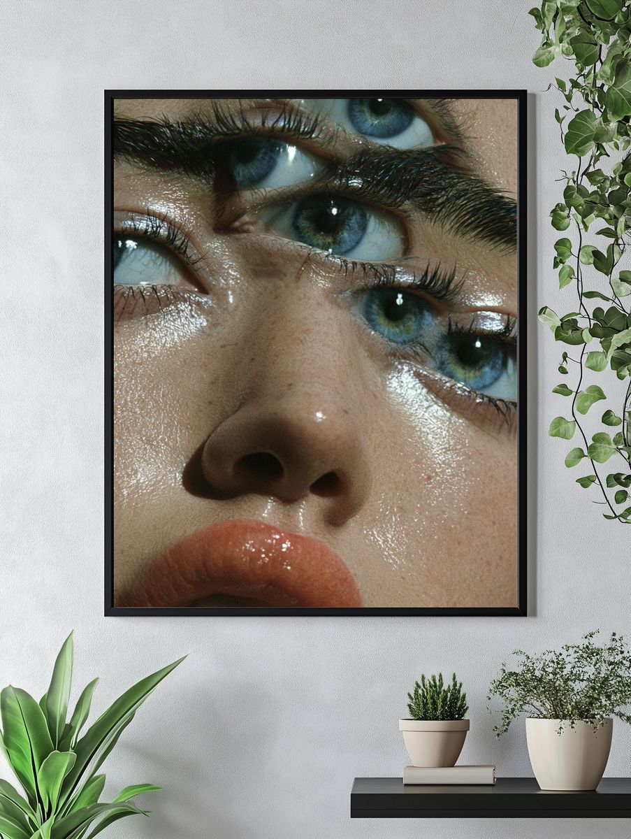 Glossy Blue Eyes Portrait Poster. — room view 4
