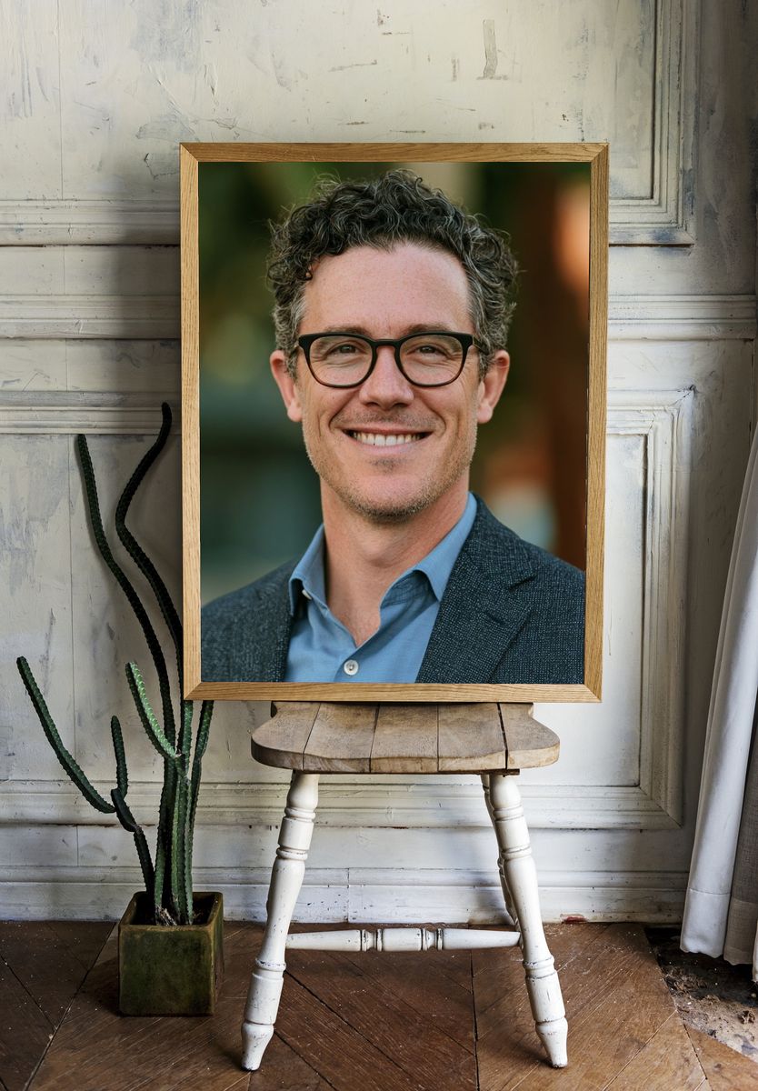 Smiling Man Portrait Photography Poster. — room view 1