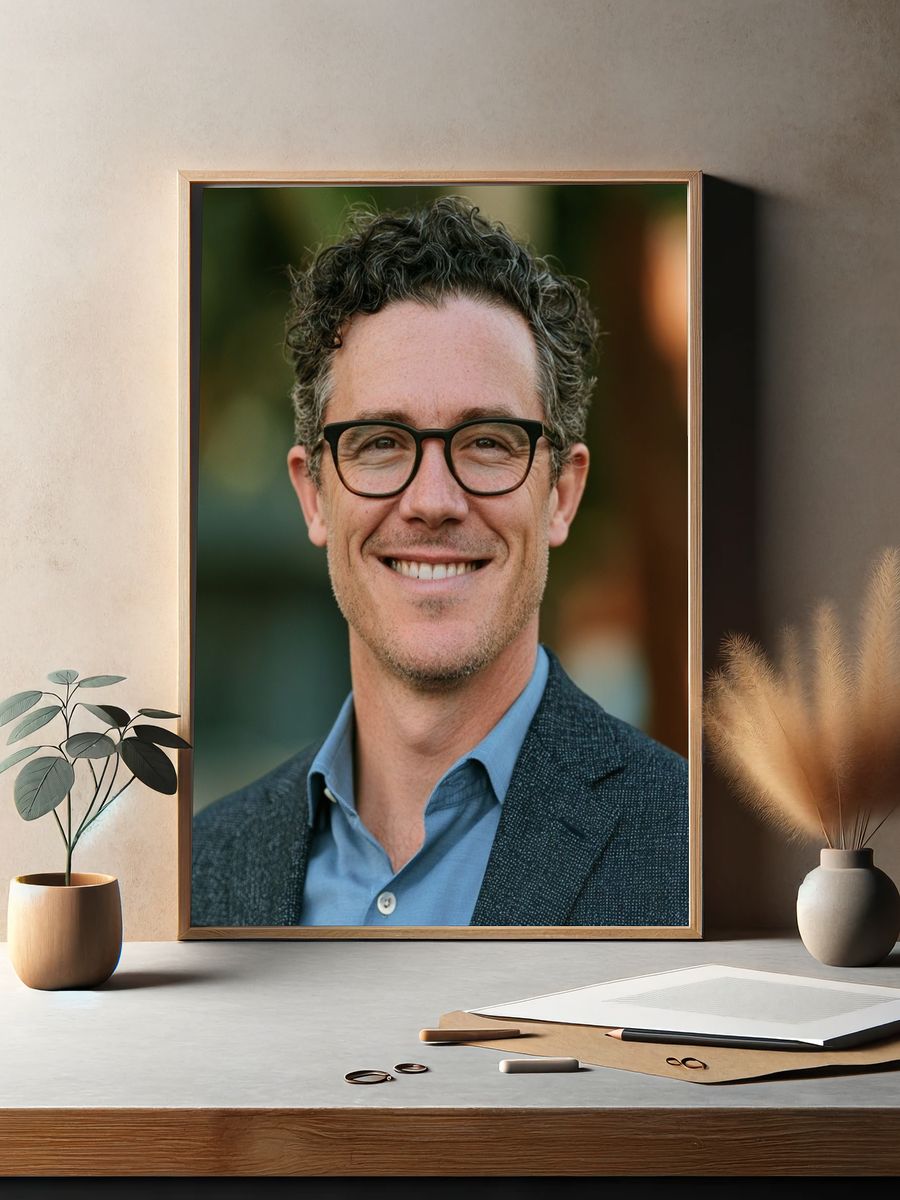 Smiling Man Portrait Photography Poster. — room view 2