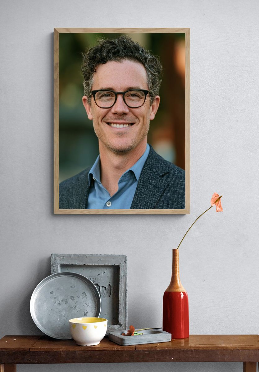 Smiling Man Portrait Photography Poster. — room view 3