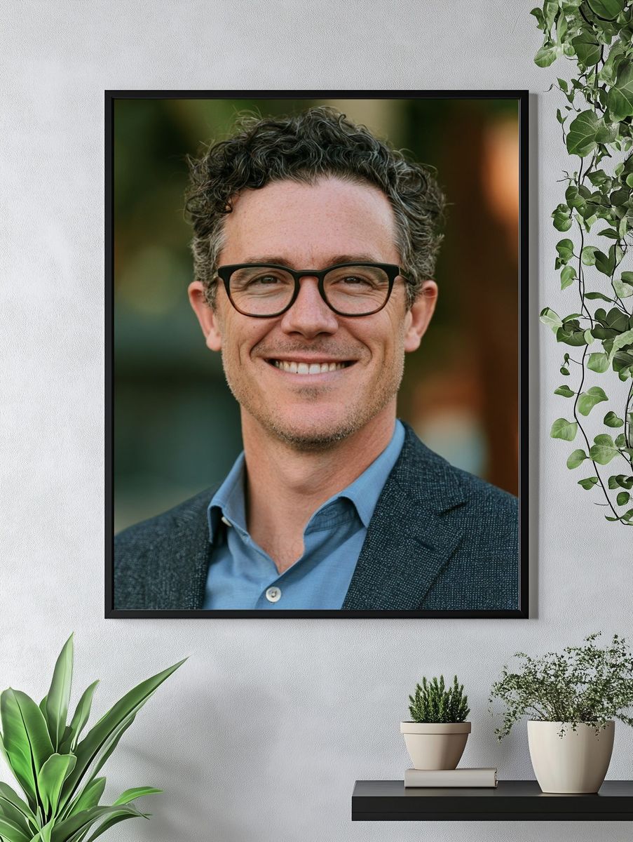 Smiling Man Portrait Photography Poster. — room view 4
