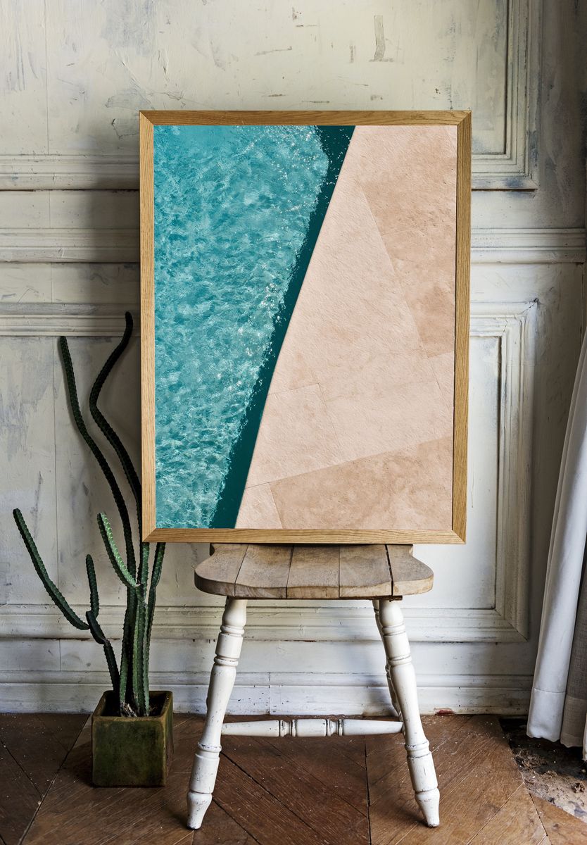 Turquoise Pool Water Photography Poster. — room view 1