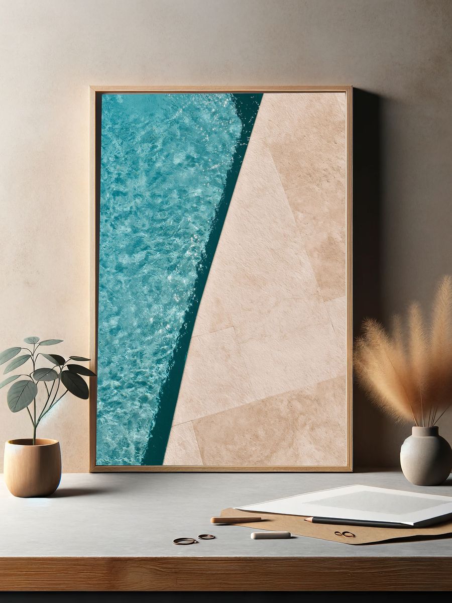 Turquoise Pool Water Photography Poster. — room view 2