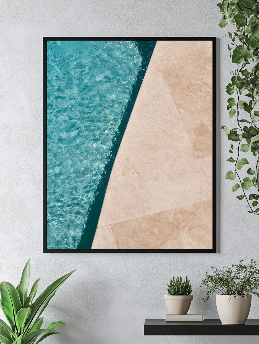 Turquoise Pool Water Photography Poster. — room view 4