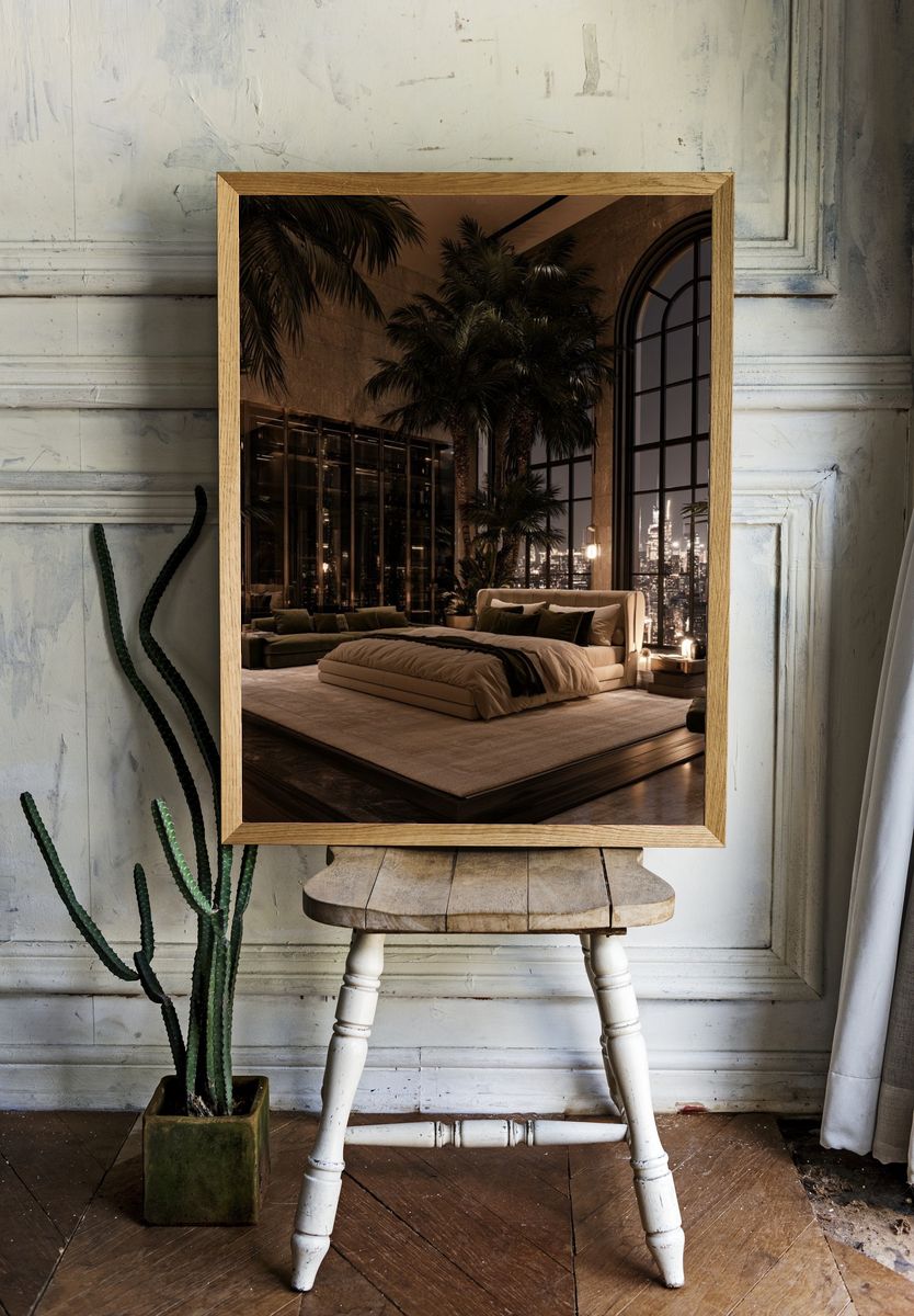 Luxury Penthouse Bedroom Photography Poster. — room view 1