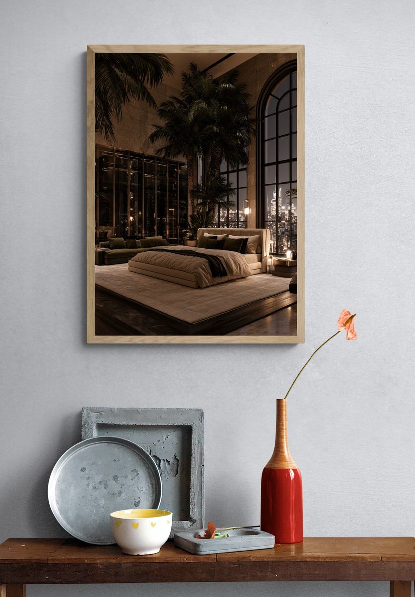 Luxury Penthouse Bedroom Photography Poster. — room view 3