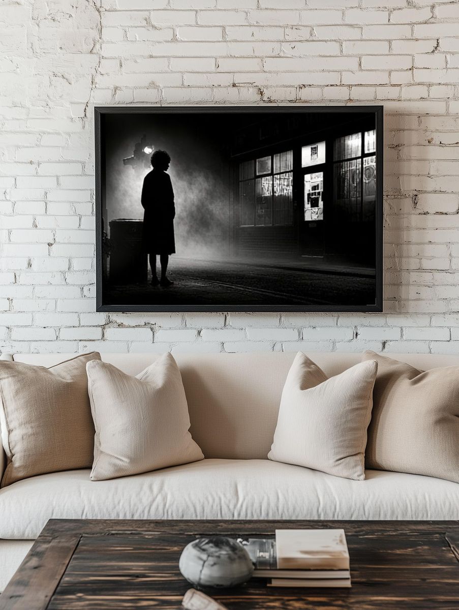 Noir Street Silhouette Photography Poster. room preview
