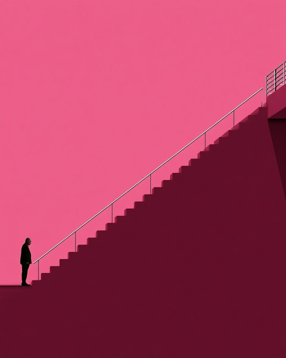 Pink Stairway Silhouette Photography Poster. poster — photography art