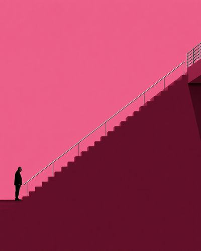 Pink Stairway Silhouette Photography Poster. poster print
