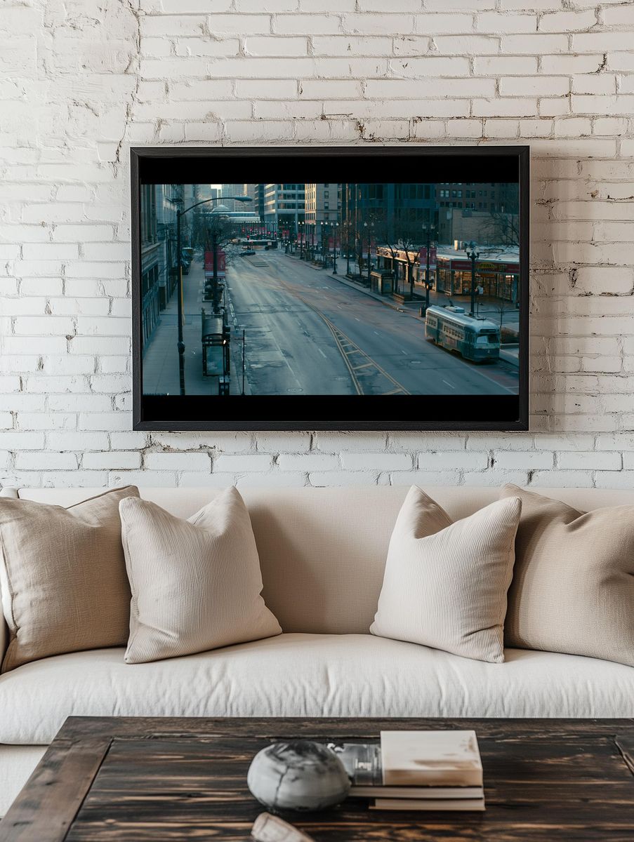 Empty City Street Photography Poster. room preview