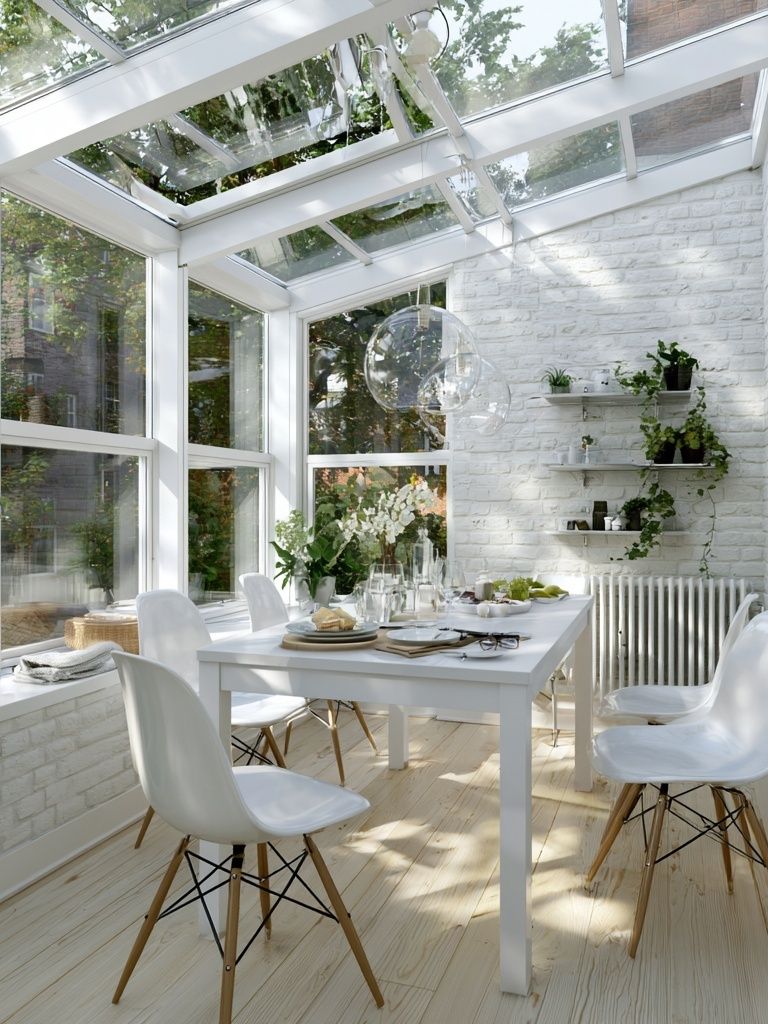 Bright Sunroom Dining Room Photography Print. poster — photography art