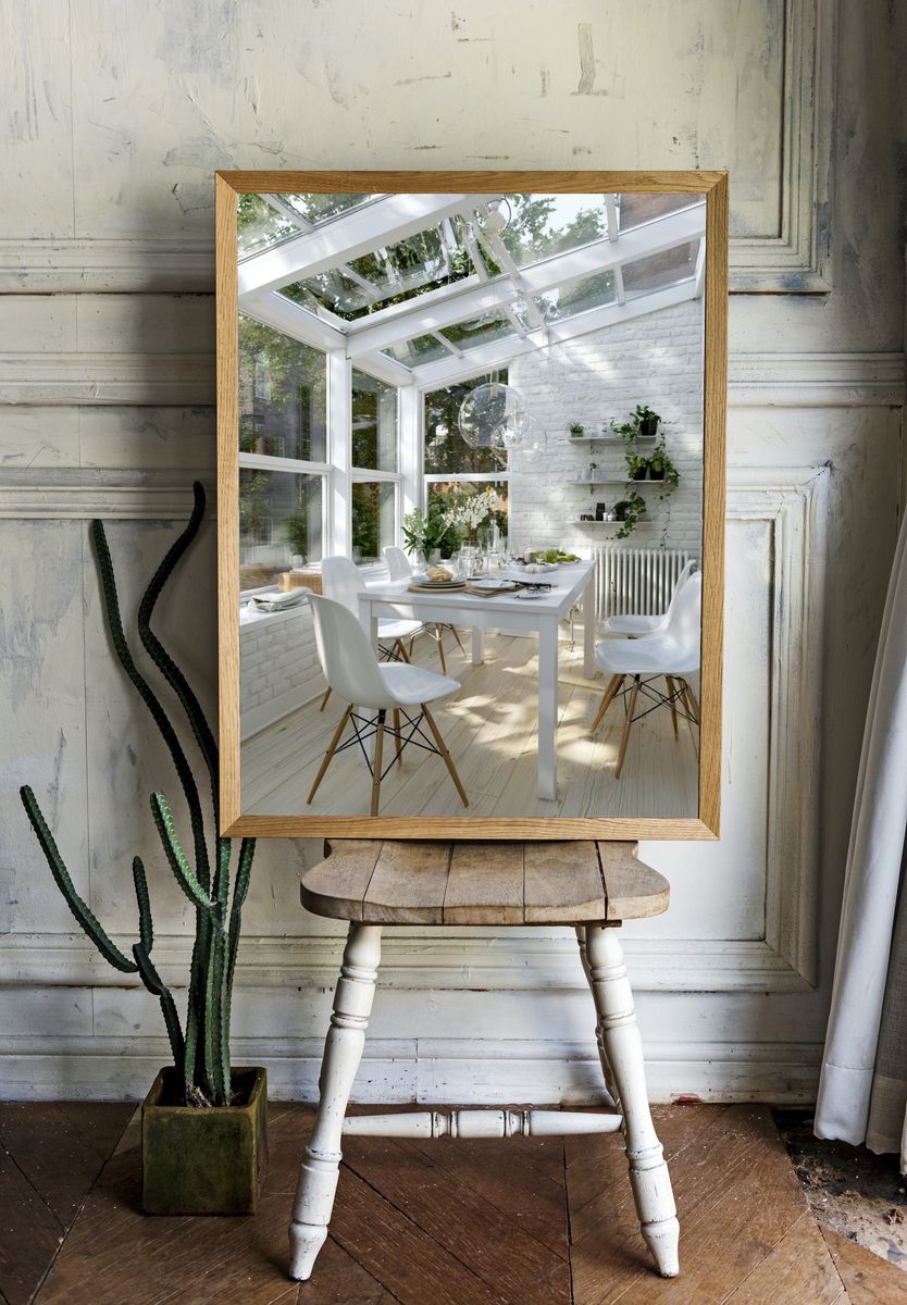 Bright Sunroom Dining Room Photography Print. room preview