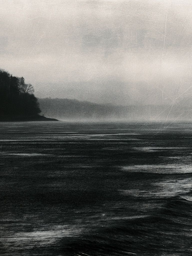 Misty Seascape Black-White Poster. poster detail