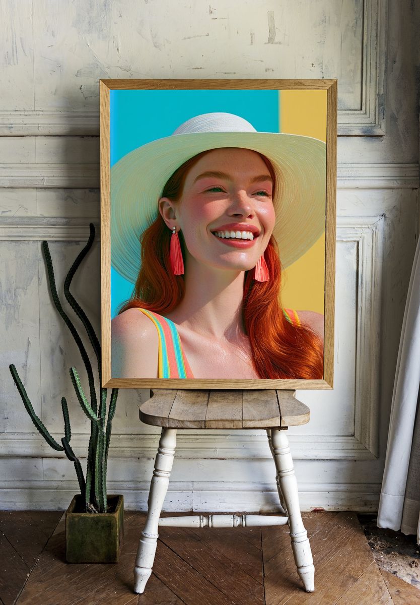 Sunlit Woman Portrait Print. — room view 1