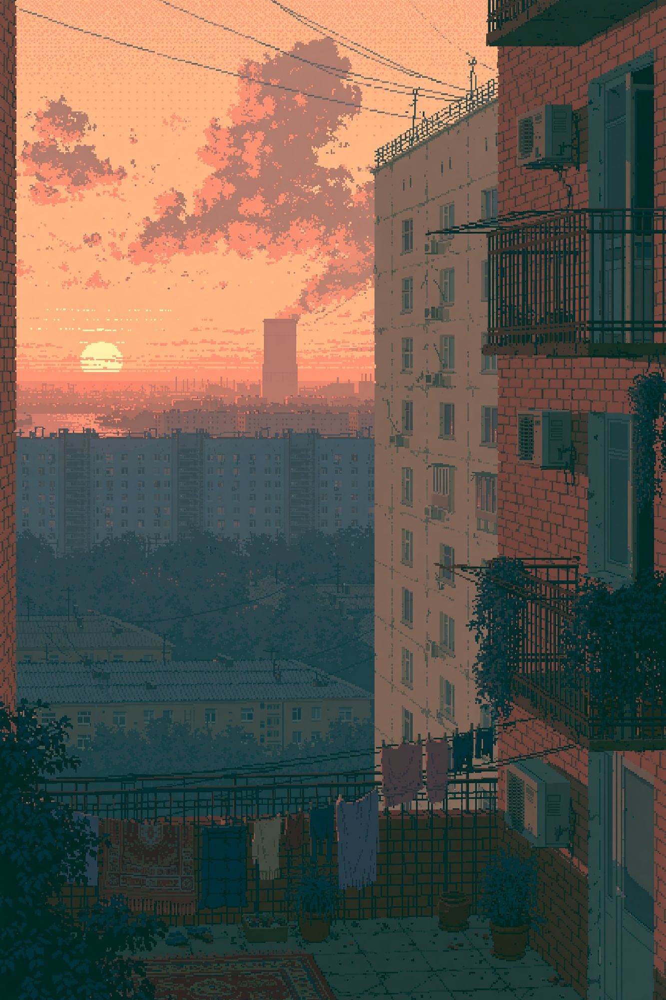 Sunset Apartment View Photography Poster. poster detail