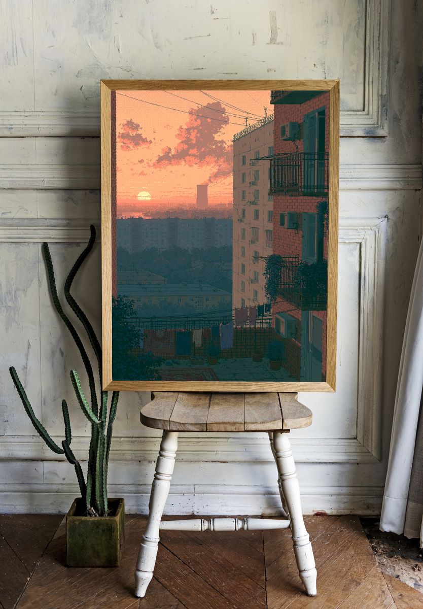 Sunset Apartment View Photography Poster. room preview