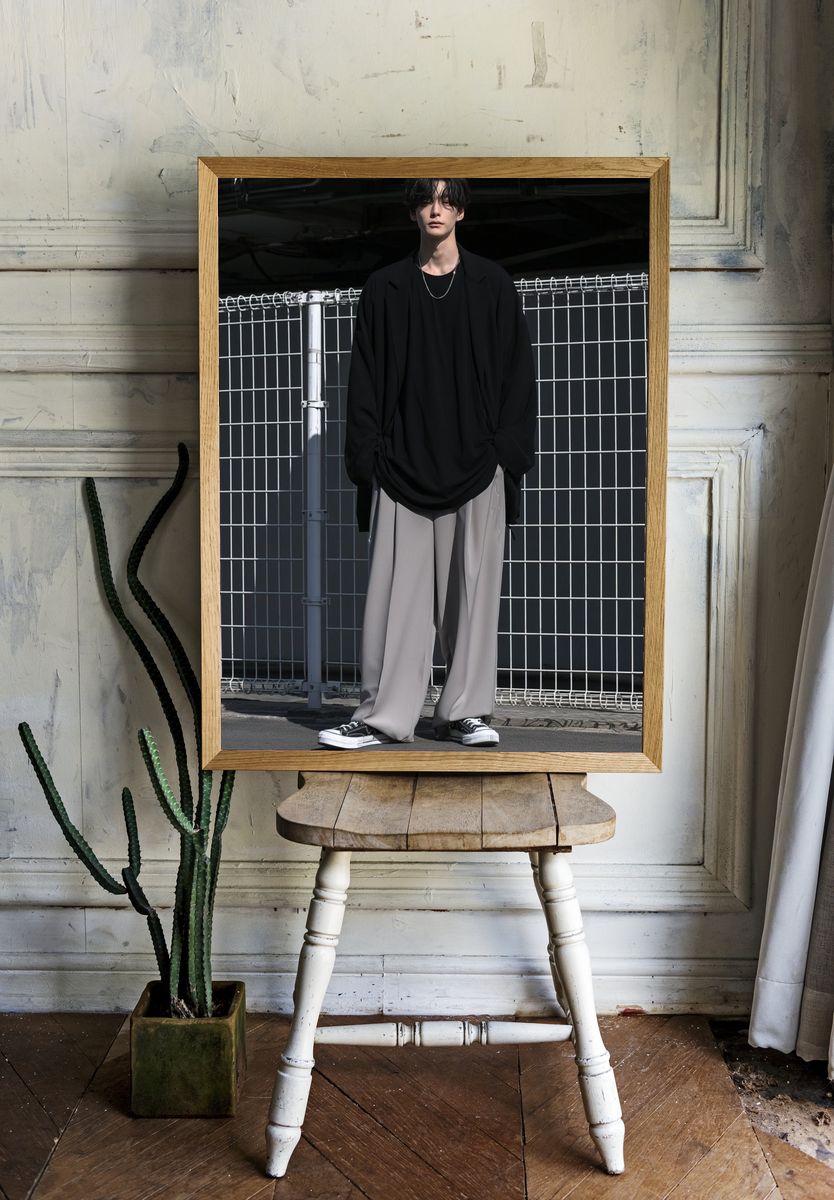 Monochrome Street Fashion Portrait Poster. — room view 1