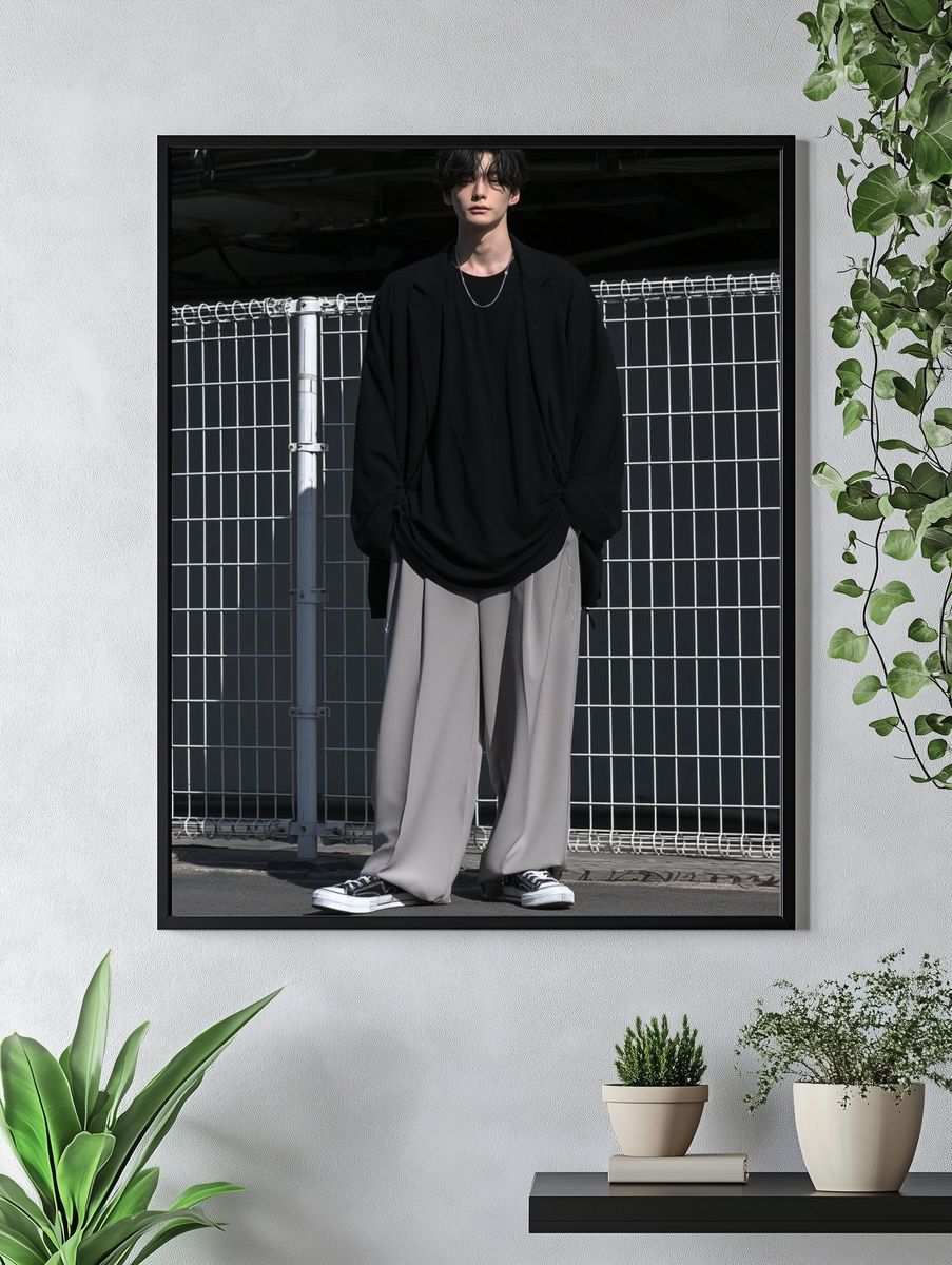 Monochrome Street Fashion Portrait Poster. — room view 4