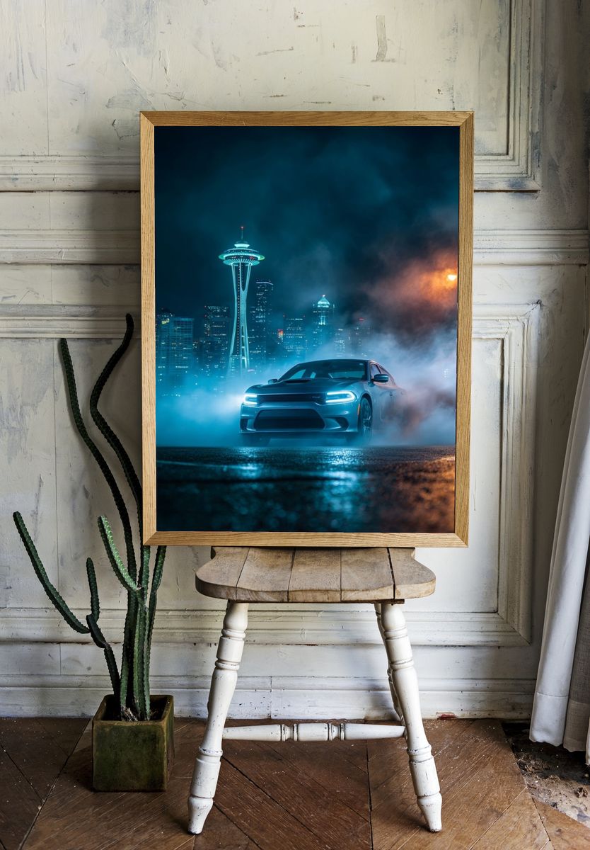 Seattle Night Drift Photography Poster. — room view 1