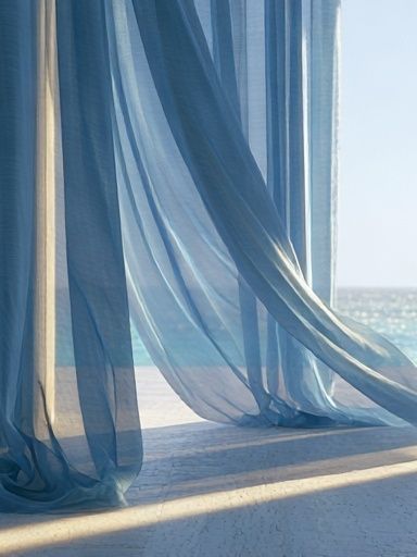 Sheer Curtains by the Sea Print. poster — photography art