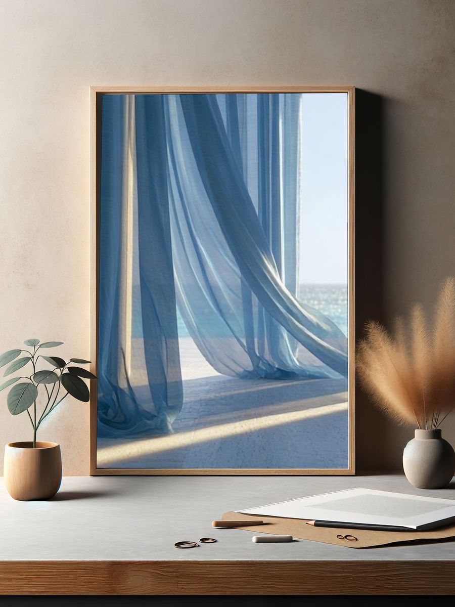 Sheer Curtains by the Sea Print. — room view 2