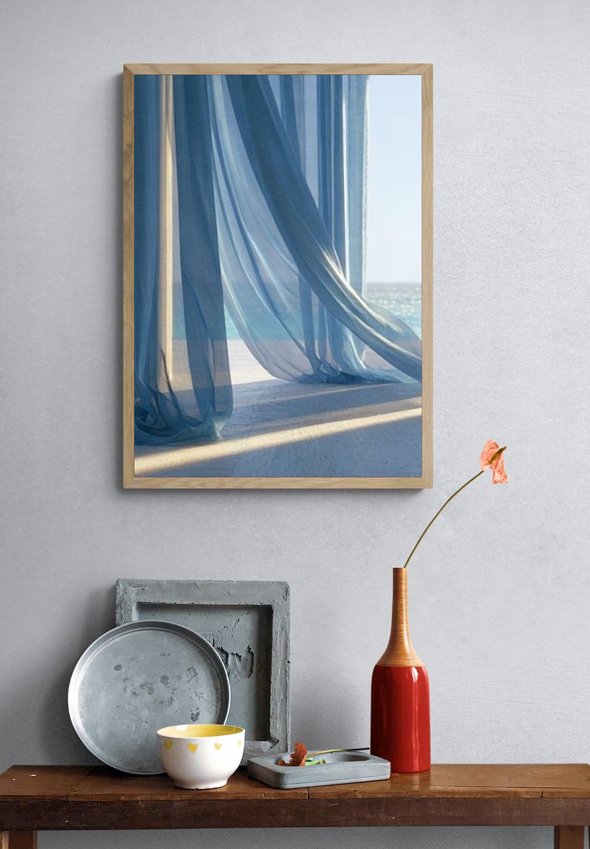 Sheer Curtains by the Sea Print. — room view 3