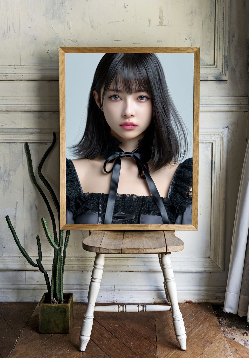 Gothic Doll Portrait Print. room preview
