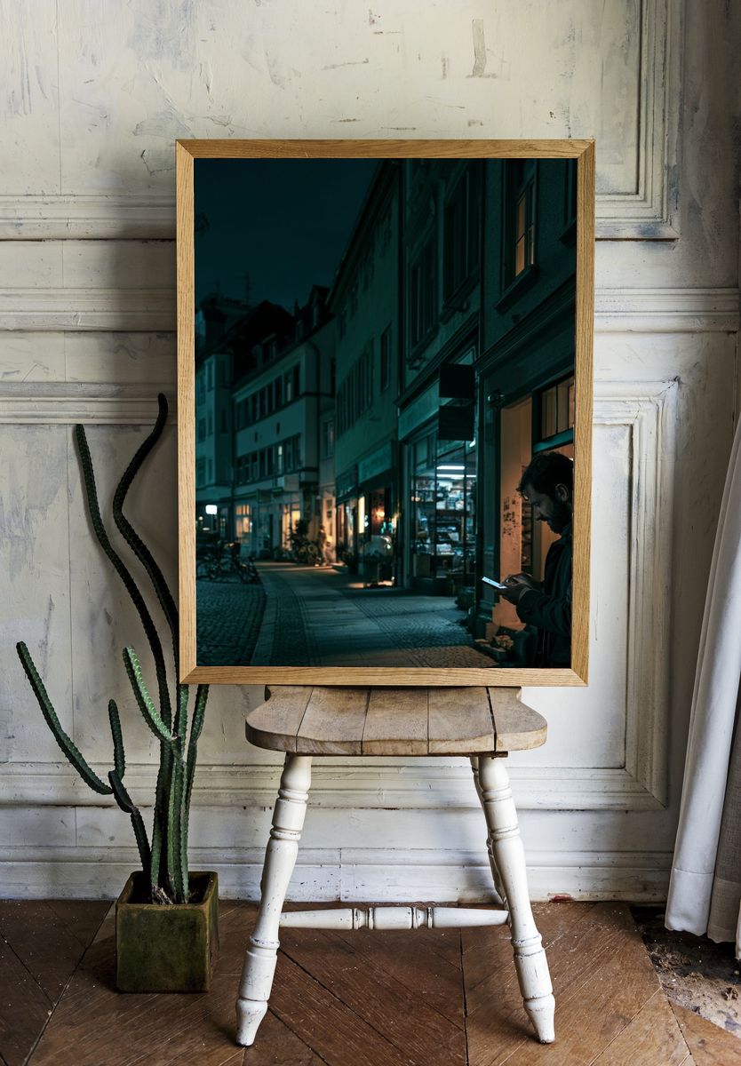 Night Street Scene Photography Poster. — room view 1