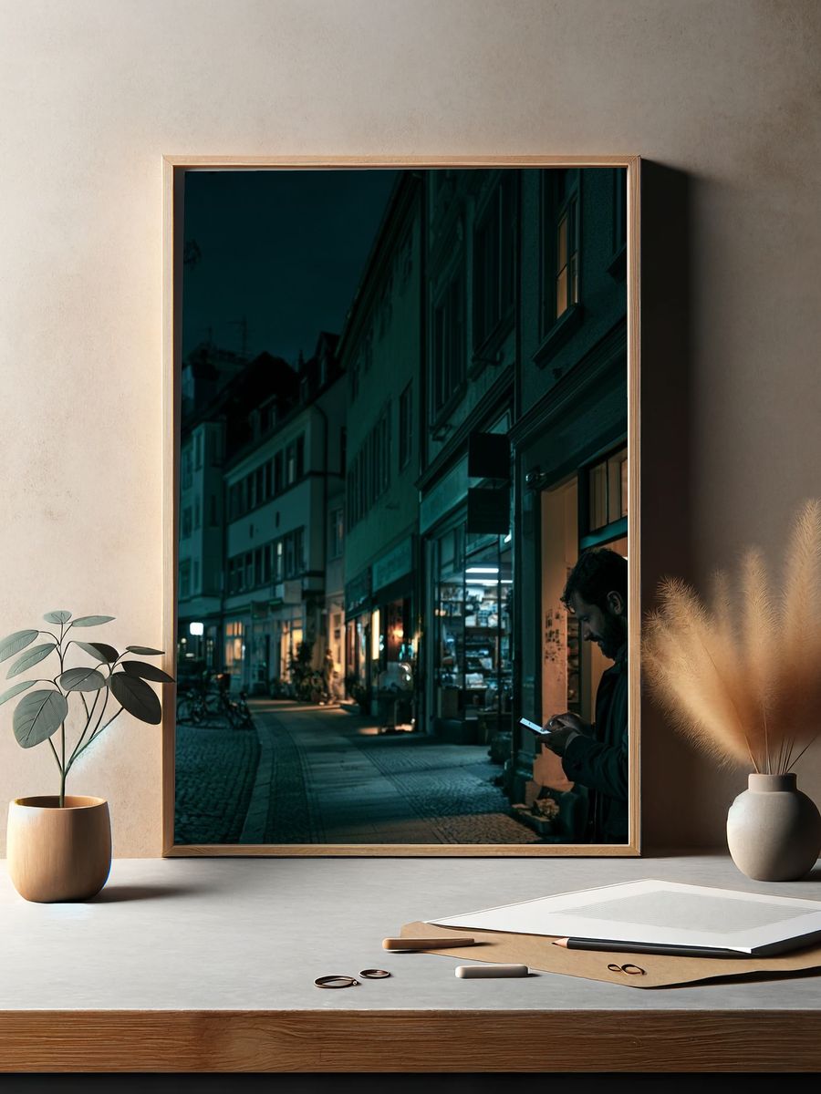 Night Street Scene Photography Poster. — room view 2