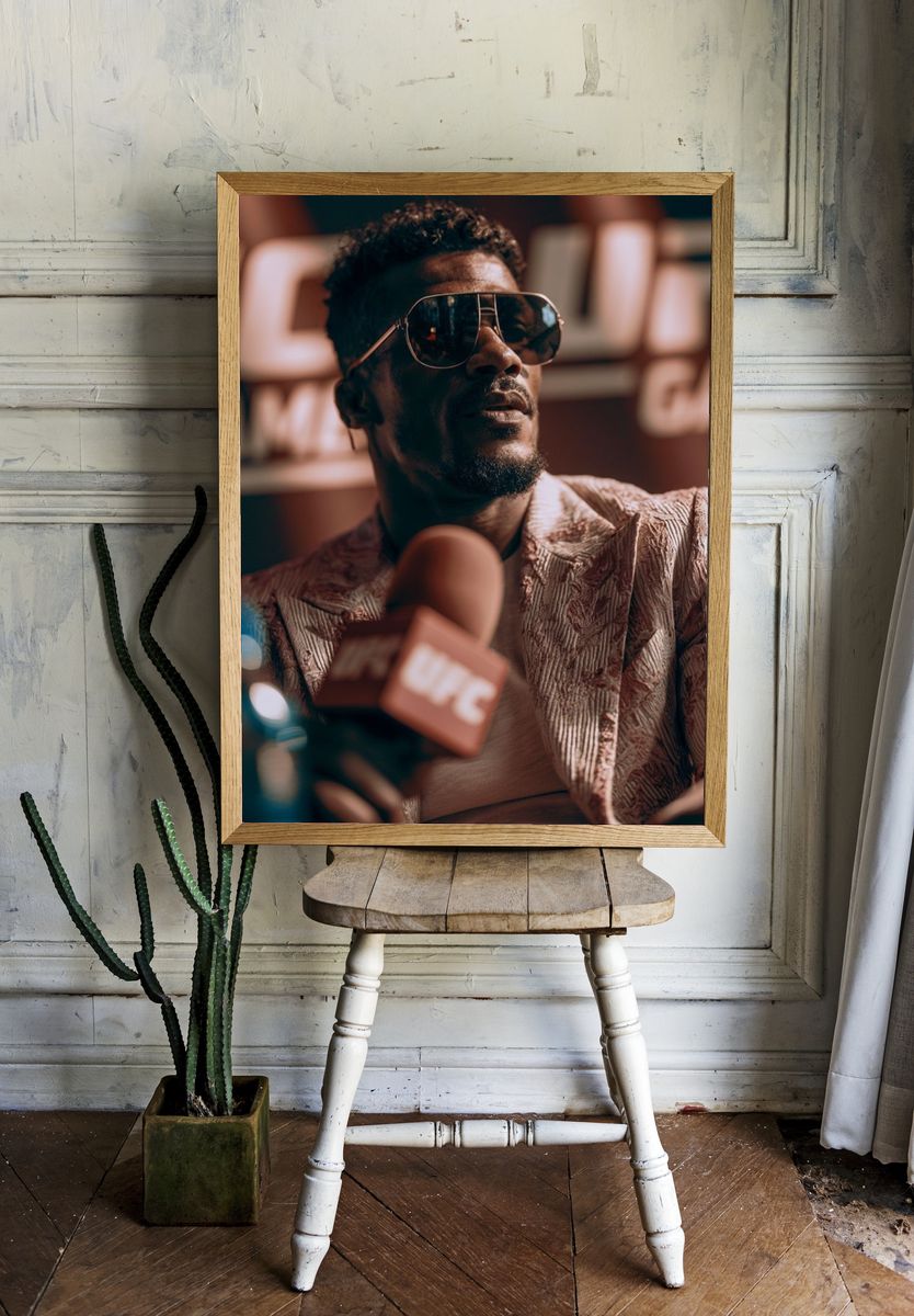Stylish Music Interview Portrait Print. room preview