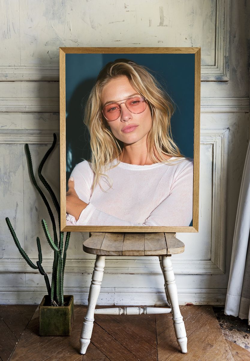 Blonde Portrait with Pink Sunglasses Poster. — room view 1