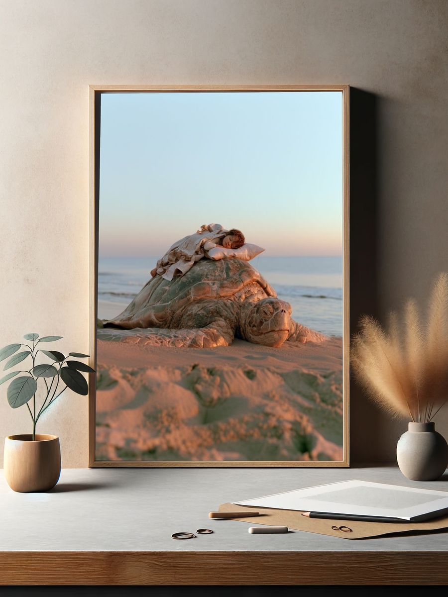 Sea Turtle Beach Dream Photography Print. — room view 2