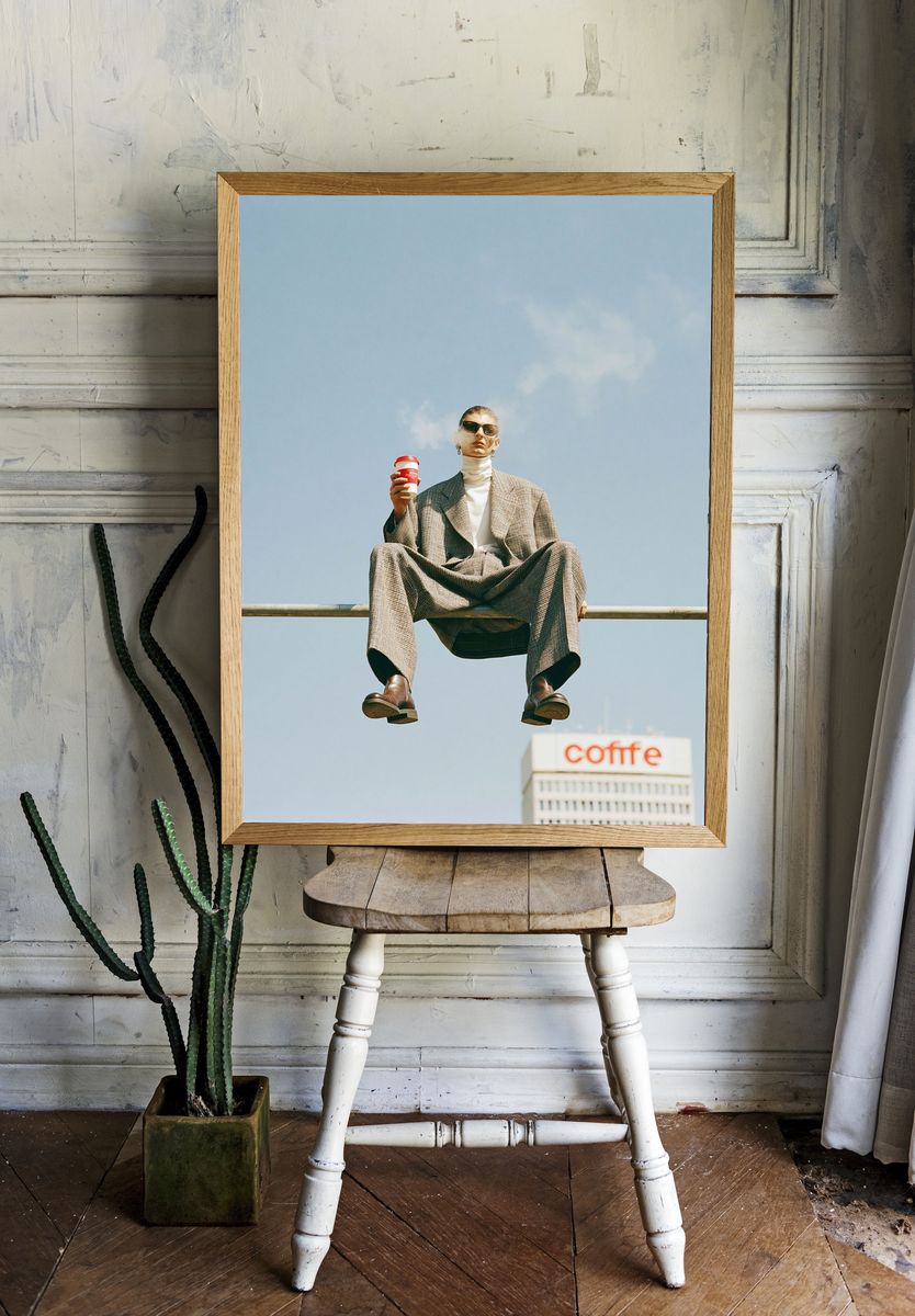 Coffee Break Fashion Portrait Poster. room preview