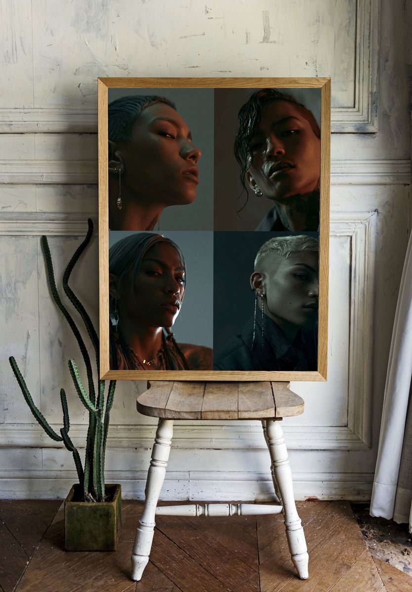 Moody Portrait Quartet Photography Poster. — room view 1