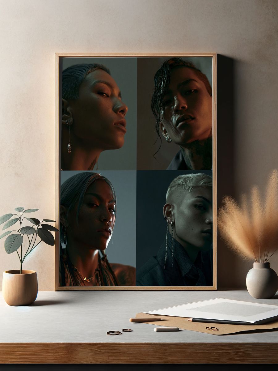Moody Portrait Quartet Photography Poster. — room view 2