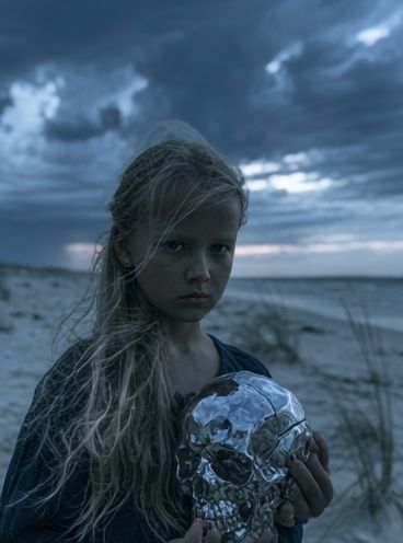 Stormy Beach Portrait Poster. poster detail