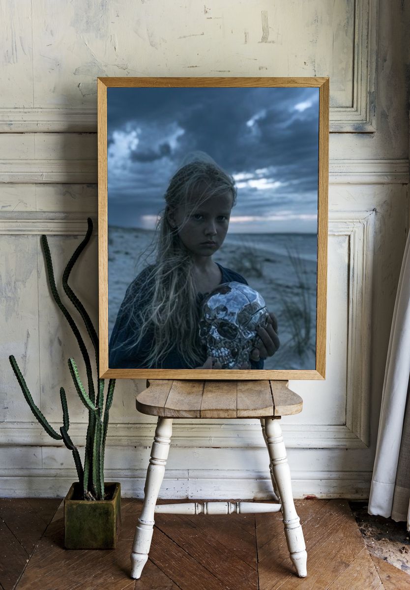 Stormy Beach Portrait Poster. room preview