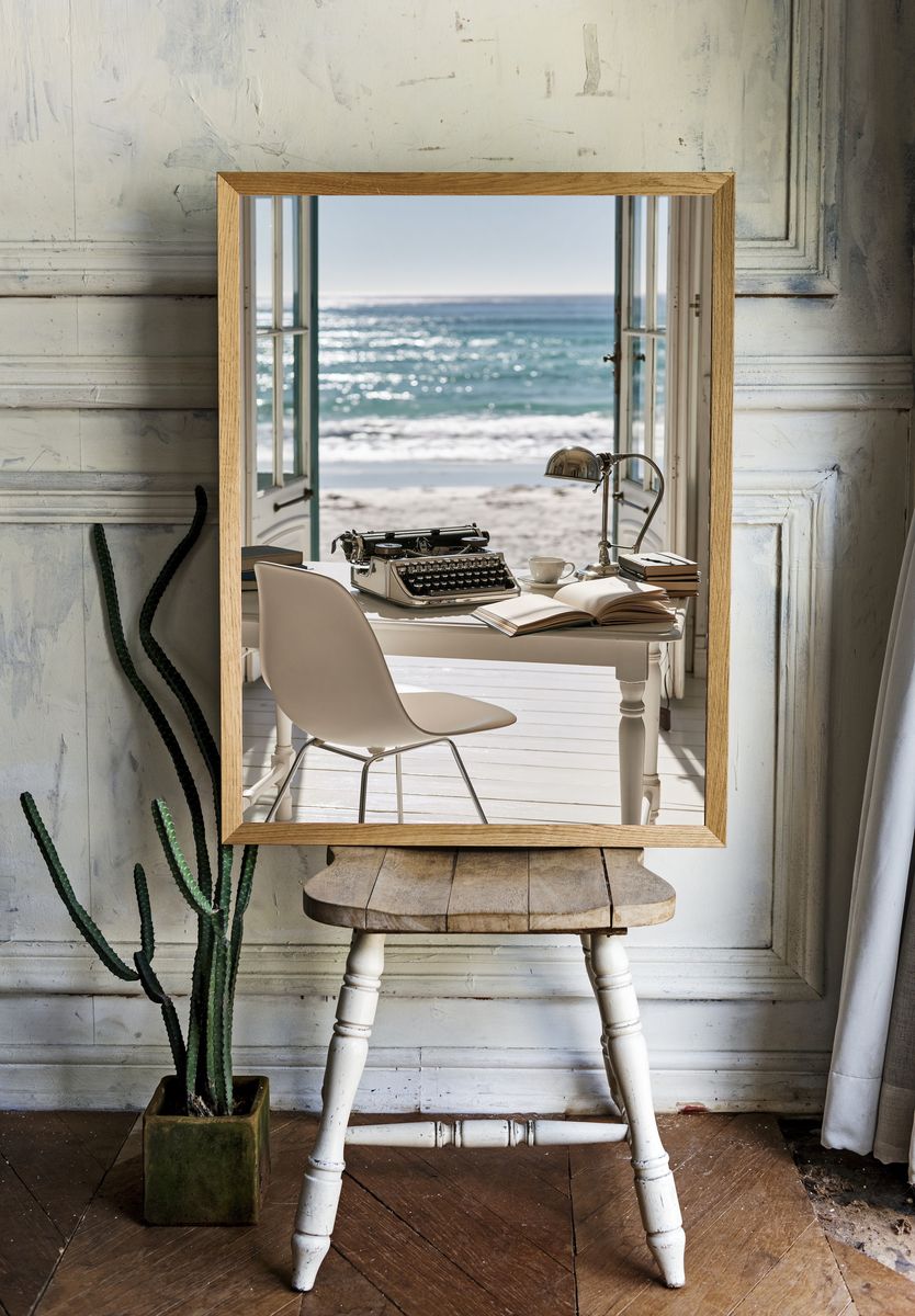 Seaside Writing Desk Photography Poster. — room view 1