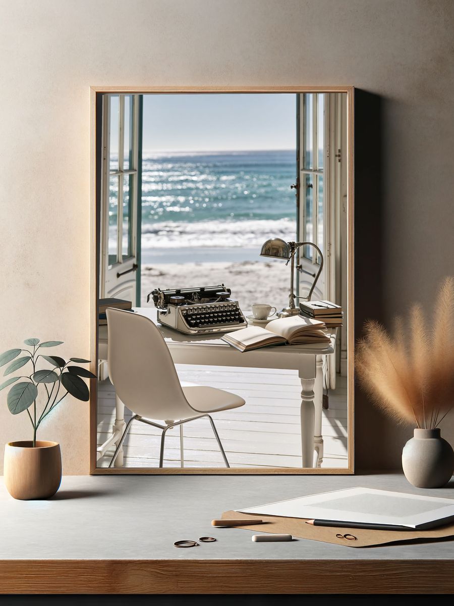 Seaside Writing Desk Photography Poster. — room view 2