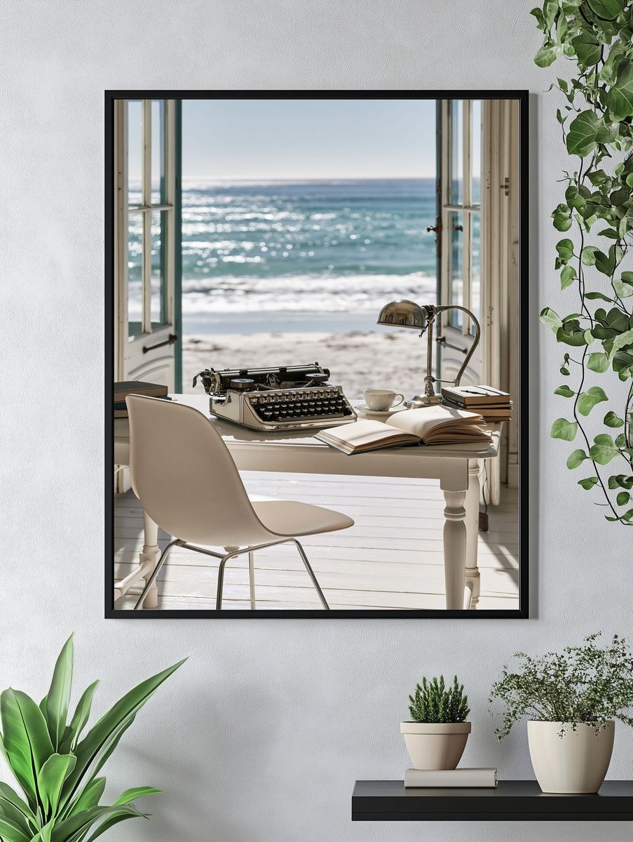 Seaside Writing Desk Photography Poster. — room view 4