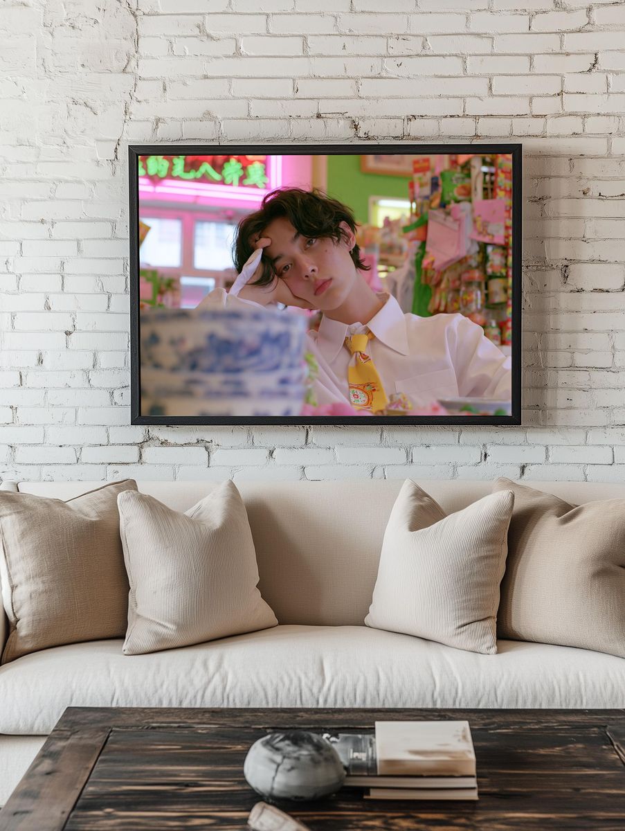 Neon Convenience Store Portrait Print. — room view 1