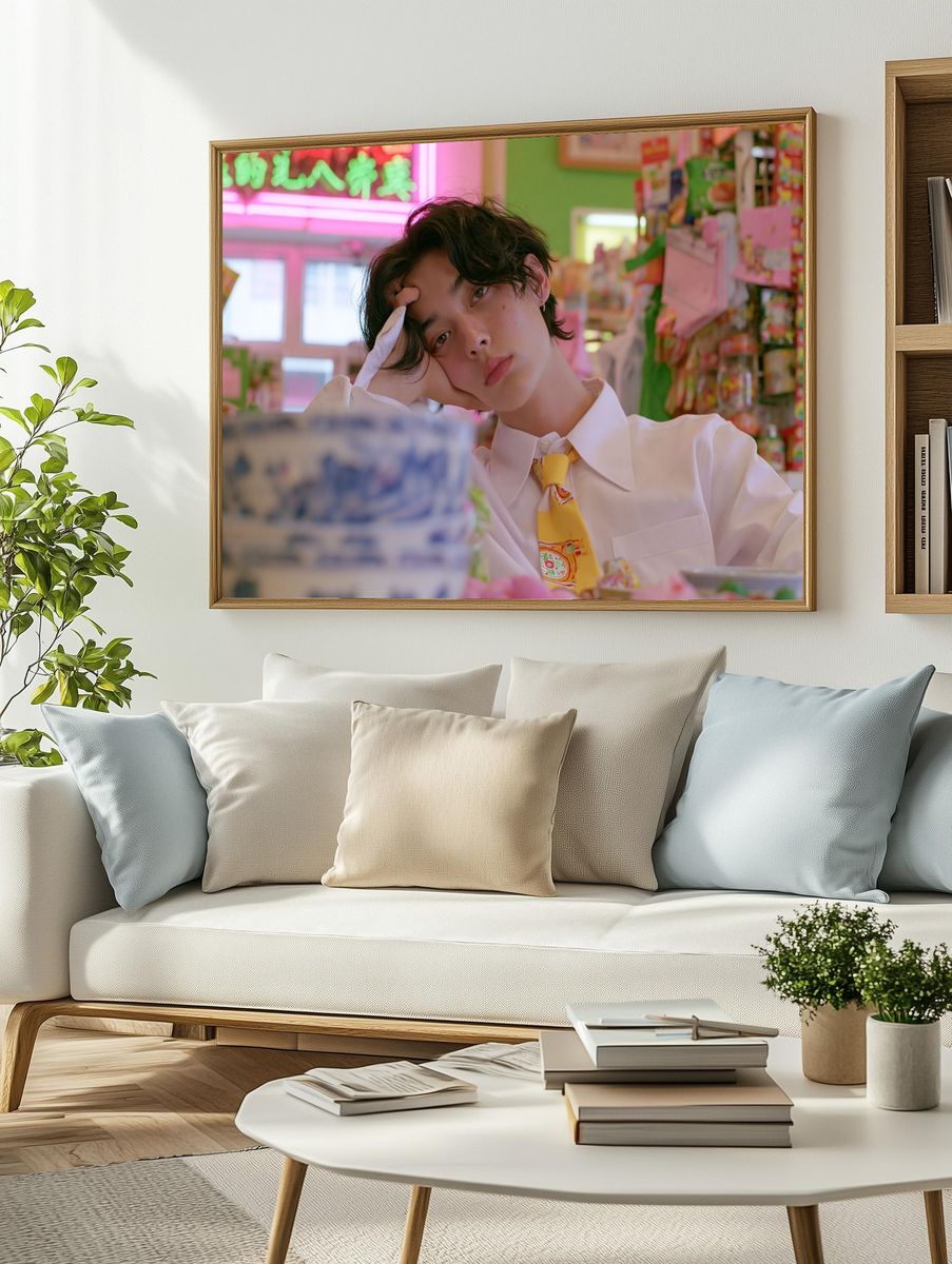 Neon Convenience Store Portrait Print. — room view 2