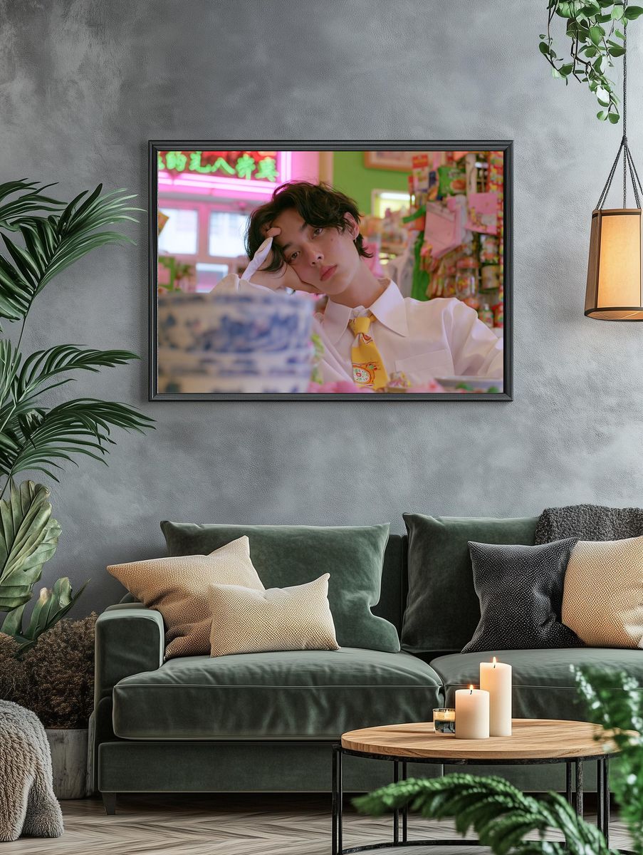 Neon Convenience Store Portrait Print. — room view 4
