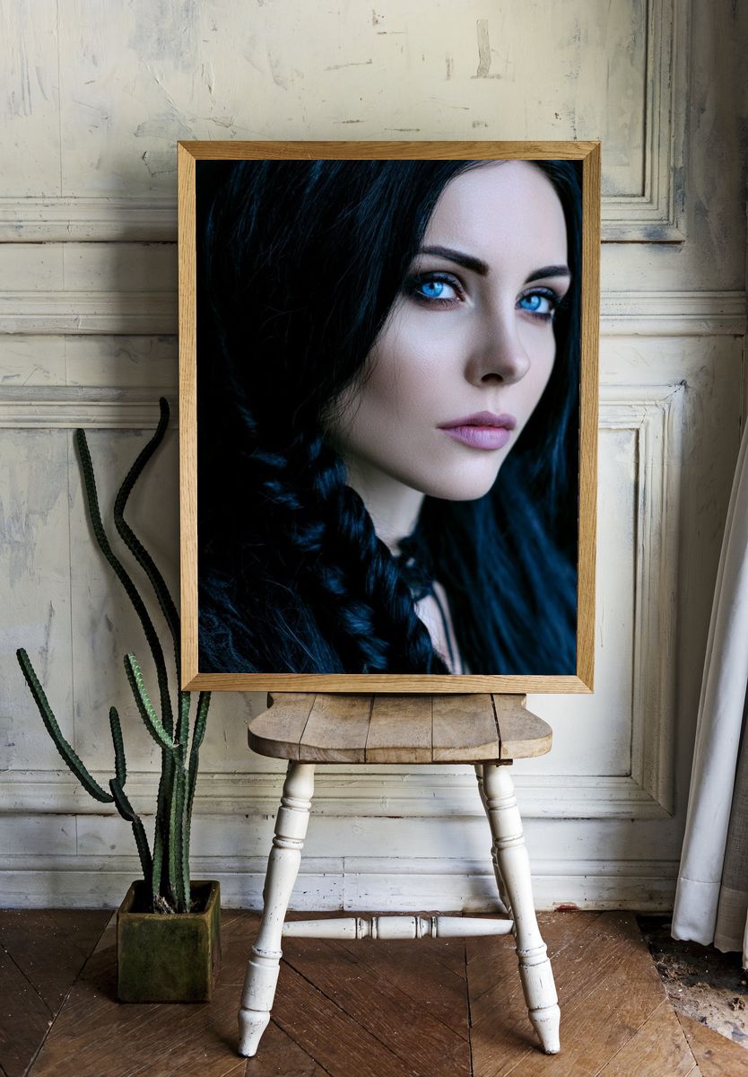 Blue-Eyed Portrait Photography Poster. — room view 1
