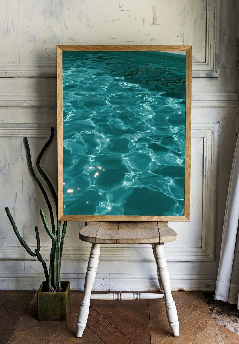 Turquoise Pool Water Photography Poster. — room view 1